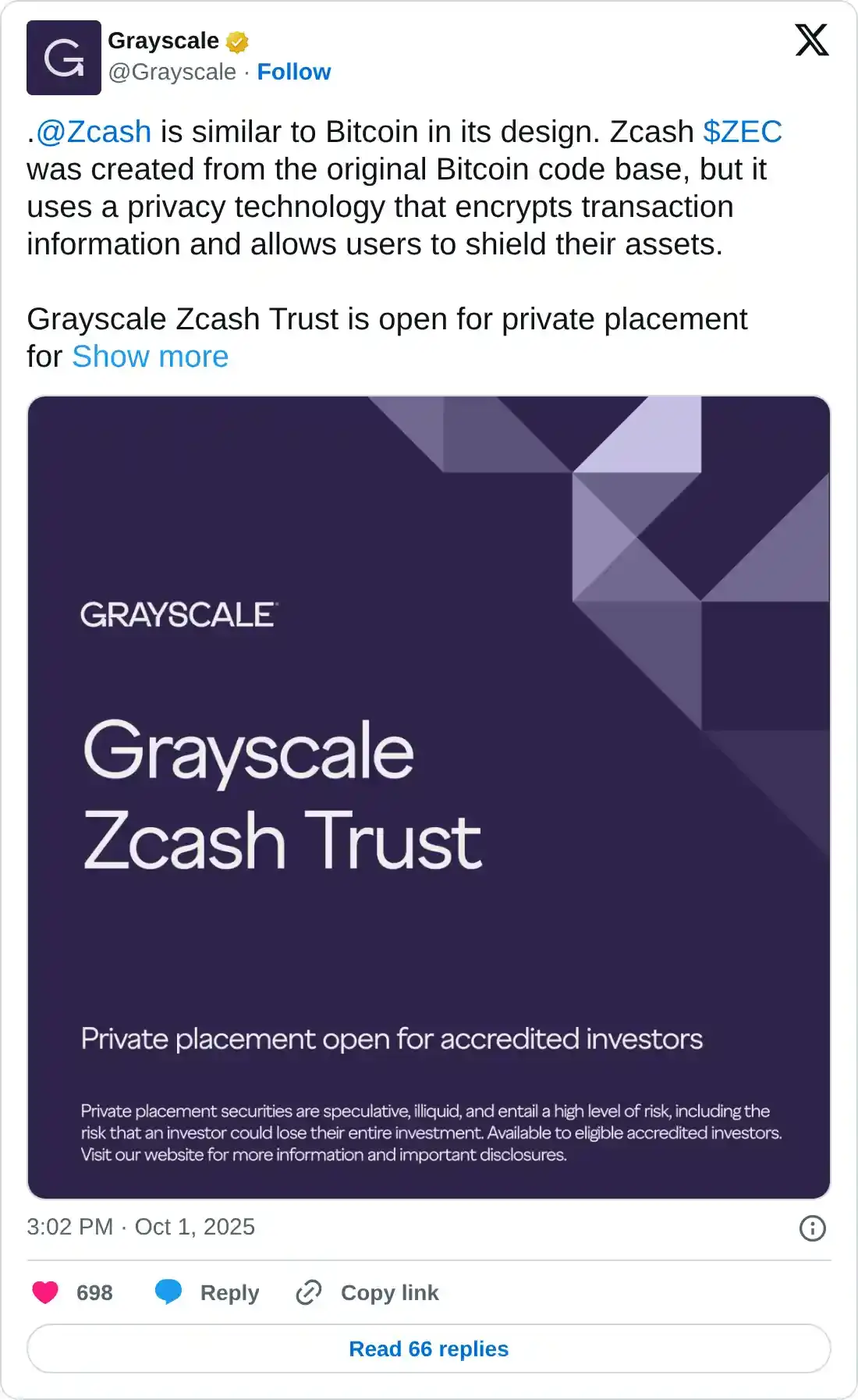 Cryptocurrency Leading the Way: Zcash Surges with Grayscale Trust Fund Push, DeXe and MYX Finance Follow Suit